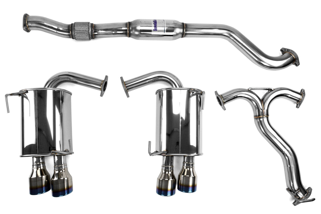 Invidia 4Dr Q300 Twin Outlet Rolled Titanium Burnt Quad Tip Cat-Back Exhaust - Titanium Tips - 2015-2021 Subaru WRX / STI