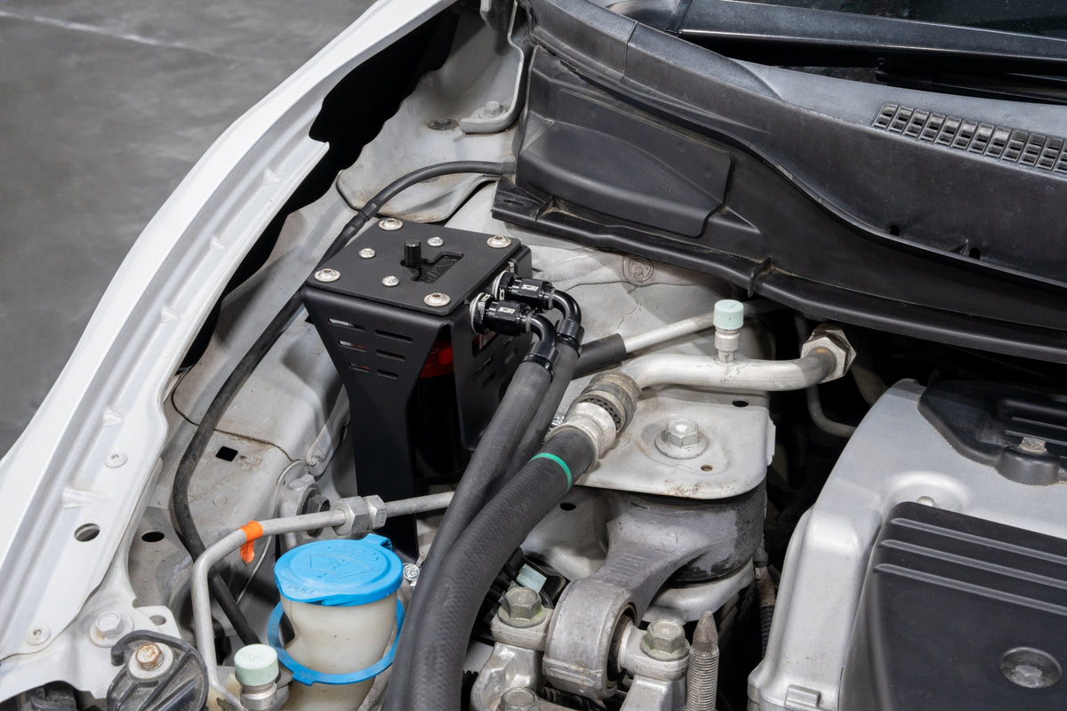 HPS Performance Aluminum Oil Catch Can Kit 2012-2015 Honda Civic Si 2.4L K24Z7, Blue, 860-027BL