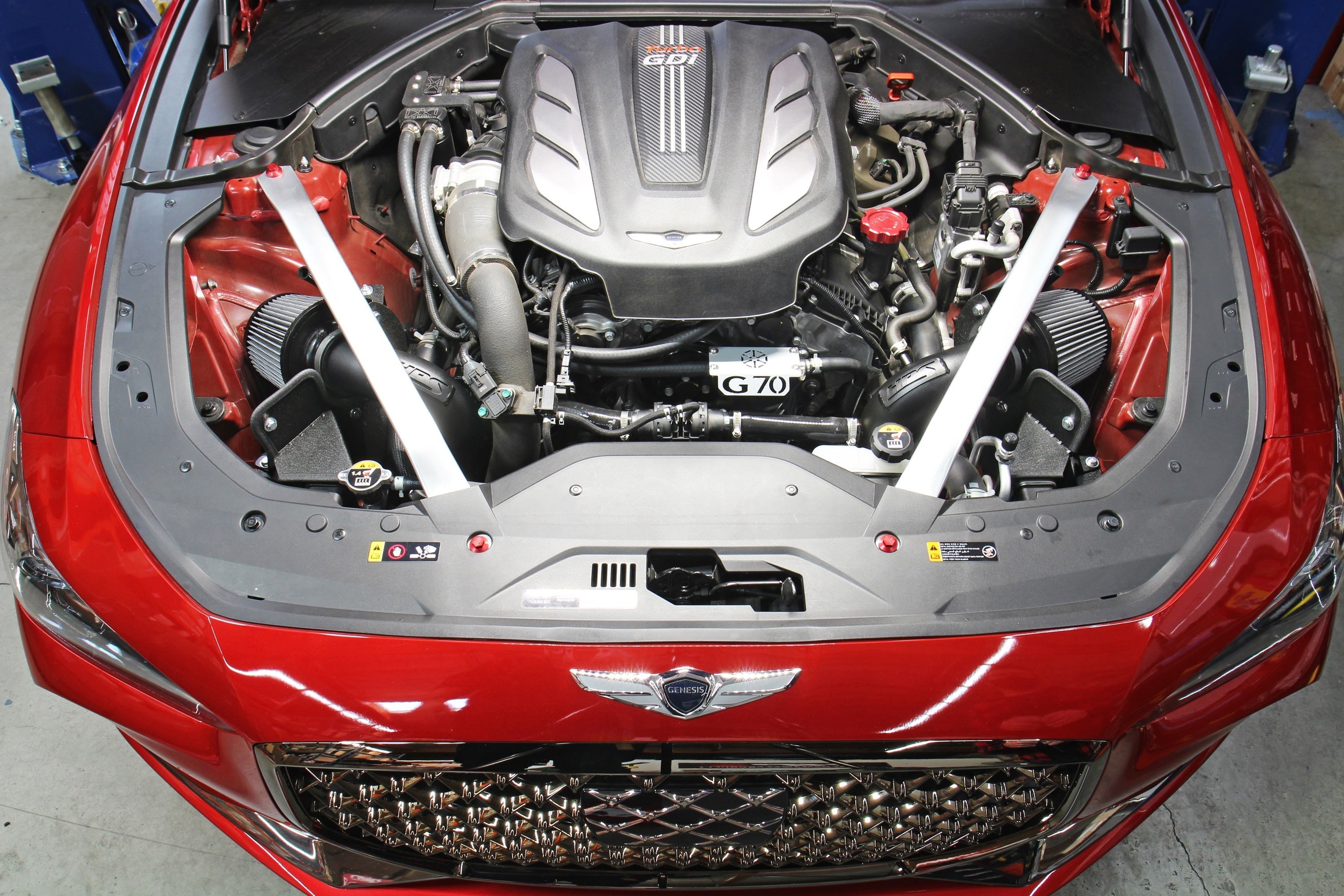 HPS Shortram Air Intake Kit with Heat Shield 2019-2024 Hyundai Genesis G70 3.3L V6 Twin Turbo, 827-703